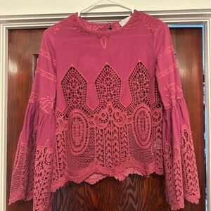 Anthropologie Magenta Lace Blouse
